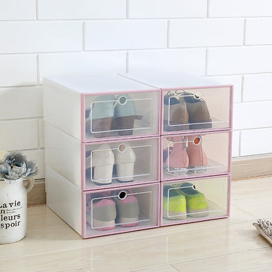 6Pcs/set Shoe Organizer Drawer Transparent Plastic Shoe Storage Box Rectangle PP Thickened Shoes Organizer Drawer Shoe Boxes