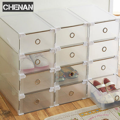 5PCS Eco-Friendly Shoe Storage Box Case Transparent Plastic   Rectangle PP  Organizer Thickened drawer