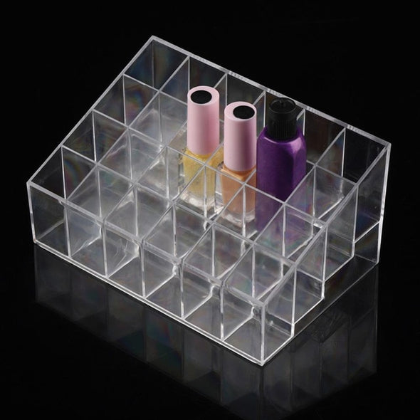 Portable transparent 24 Grids Makeup Storage Box for Lipstick Holder Organizer Nail Polish Display Stand